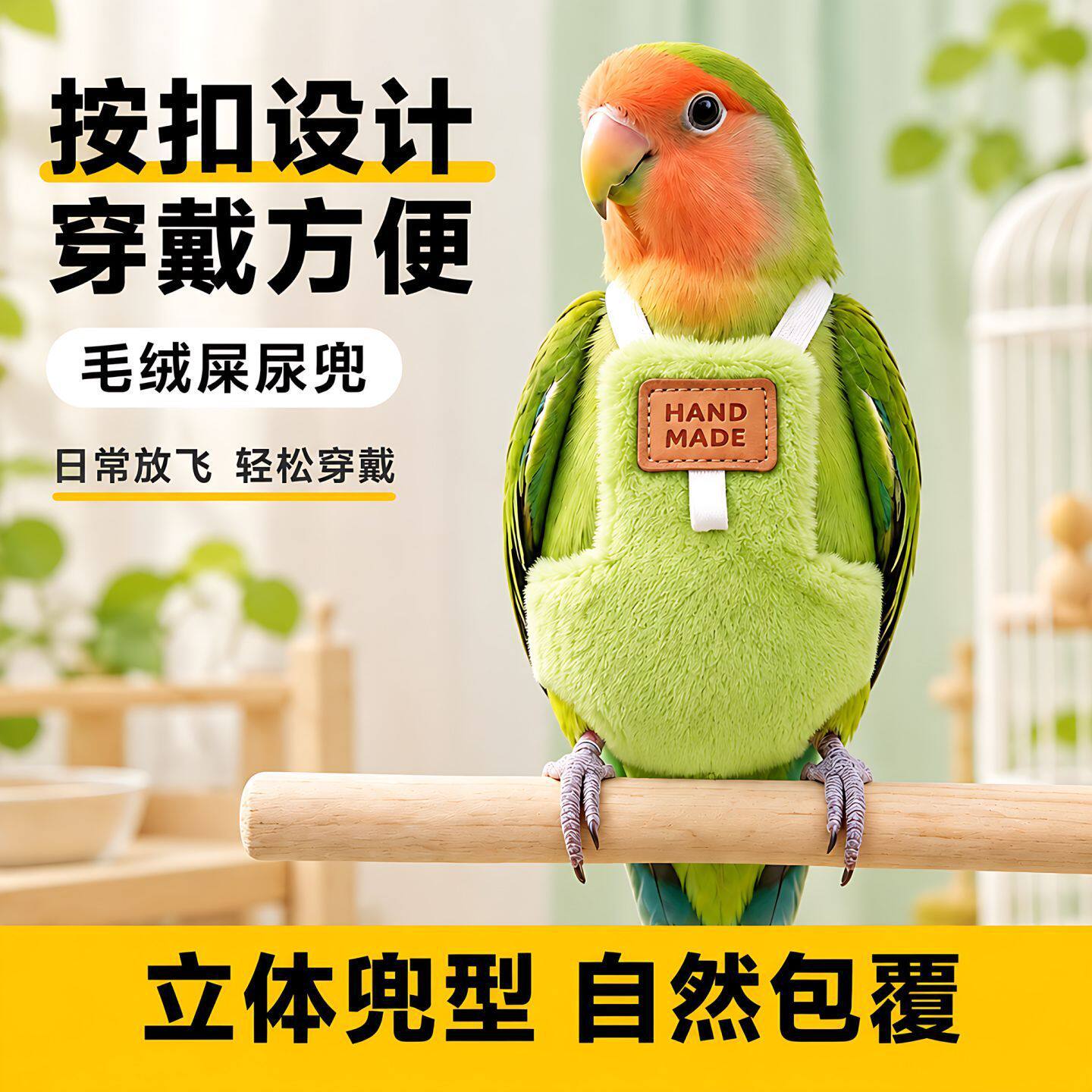 冬季加绒鹦鹉尿不湿外出衣服