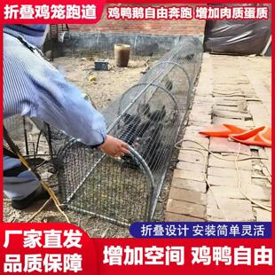 跑道鸡笼棚大鸭专用大型篷铁网跑道笼家禽走地铁网可移动鸡窝笼鹅