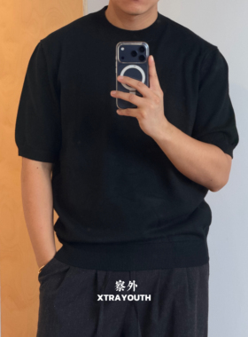 【降温穿的短袖】老钱风针织短袖tee毛织T恤宽松保暖短袖圆领毛衣