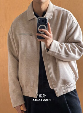 XY【松弛通勤】毛呢夹克桑蚕丝羊毛醋酸夹克加绒外套秋冬加绒加厚