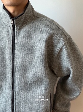 XY【高智感muimui】毛织卫衣夹克羊毛醋酸外套厚款立领休闲长袖
