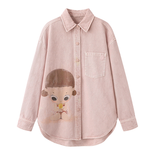 卡通动漫印花宽松休闲牛仔衬衫 新款 NO退换 外套上衣 清仓特价