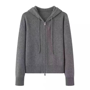 女宽松长袖 连帽拉链针织开衫 NO退换 毛衣外套休闲上衣 清仓特价