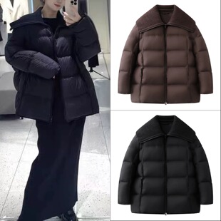 时尚 NO退换 简约百搭宽松大翻领保暖羽绒服外套女 清仓特价