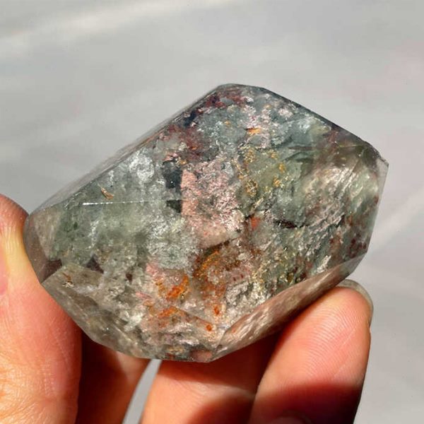 幽灵六棱纯天然物一摆件金字塔水晶原石  随形柱彩打磨手把件一图