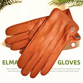 ELMA真皮男士 手套进口鹿皮羊绒里春秋保暖手套驾驶开车手套EM012