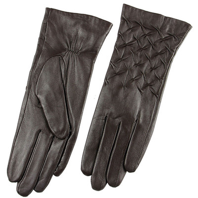 女士羊皮薄绒中长款手套