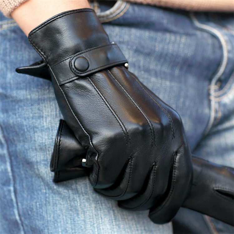 男士冬季骑车保暖加厚羊皮手套