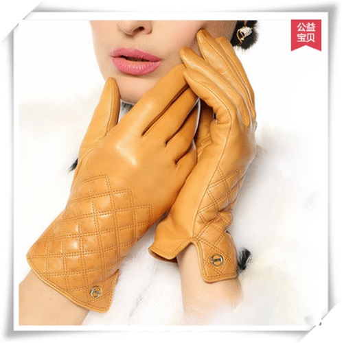 女士情侣冬季欧美风羊皮触屏手套