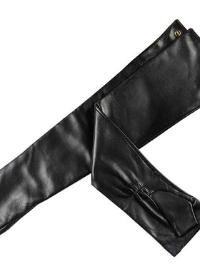 ELMA 羊皮手套女士时尚中长款真皮手套露指加厚保暖手套 EL016NN