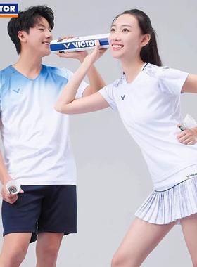 victor威克多胜利羽毛球服套装男女同款速干运动短袖T恤短裤60023