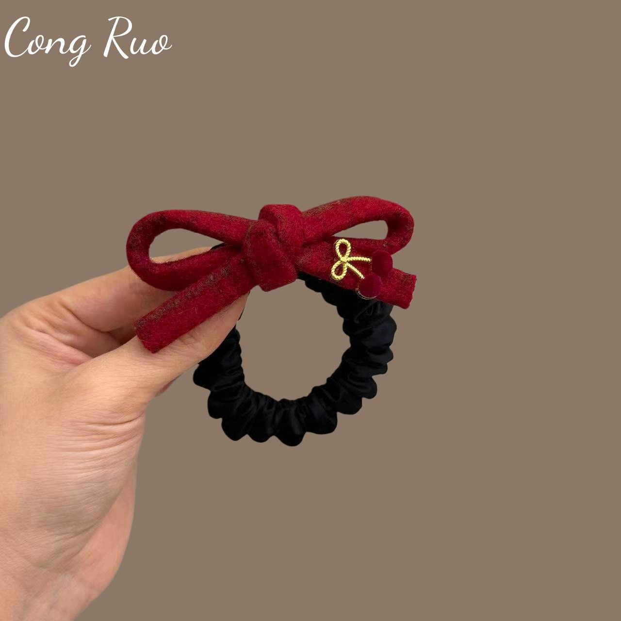 新年红简约蝴蝶结小肠发圈女时尚气质扎马尾丸子头皮筋韩系扎头绳