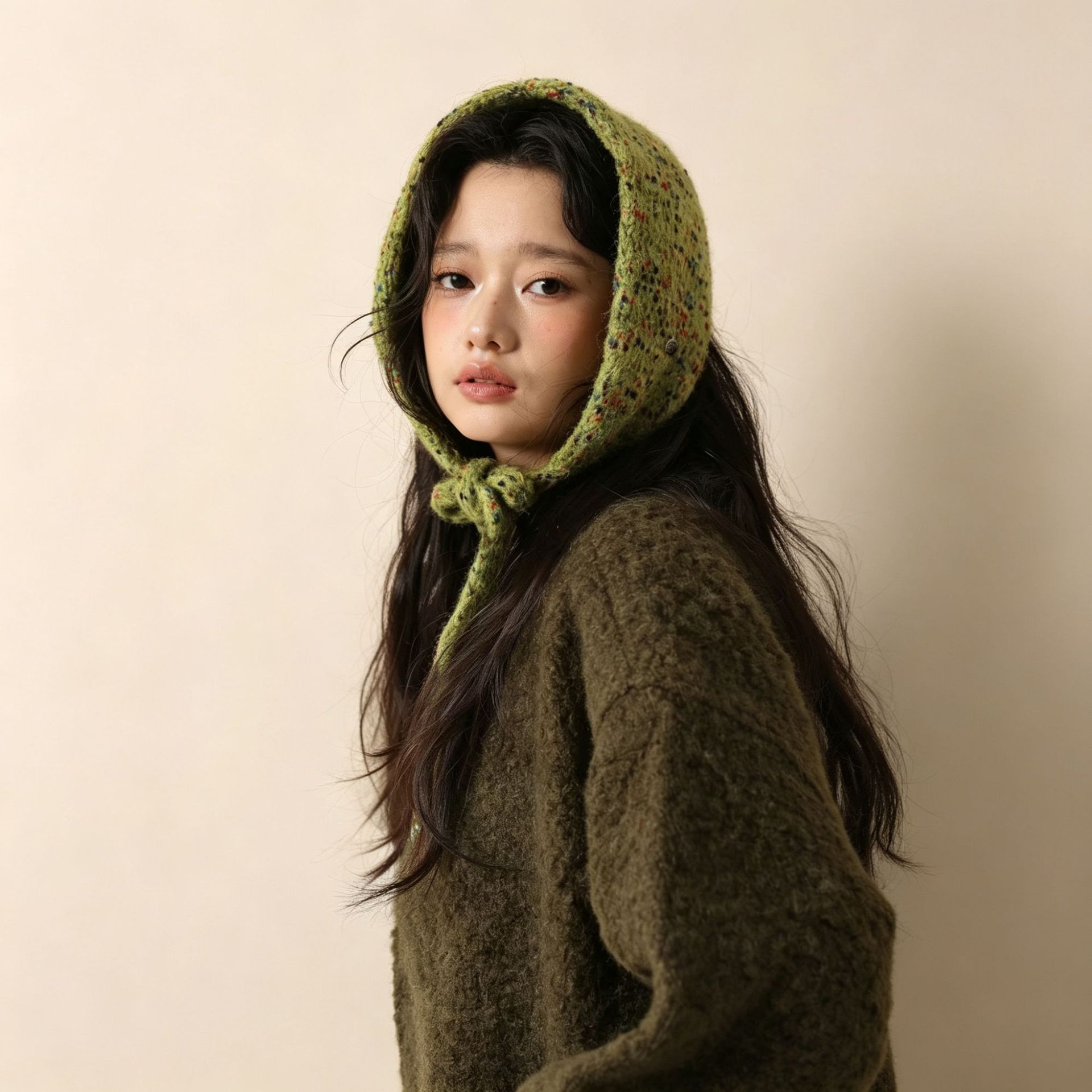 日系软糯加绒彩点毛绒系带耳罩围脖女秋冬保暖百搭显脸小甜美耳包