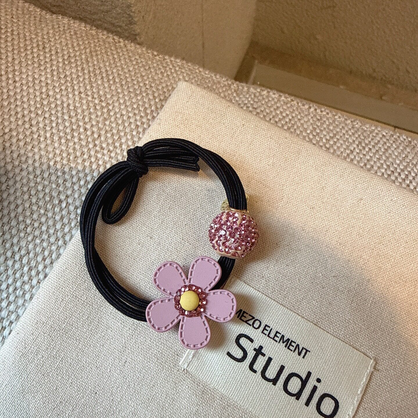 甜美清新粉色花朵发绳高级感百搭丸子头头绳高弹力扎马尾皮筋发饰