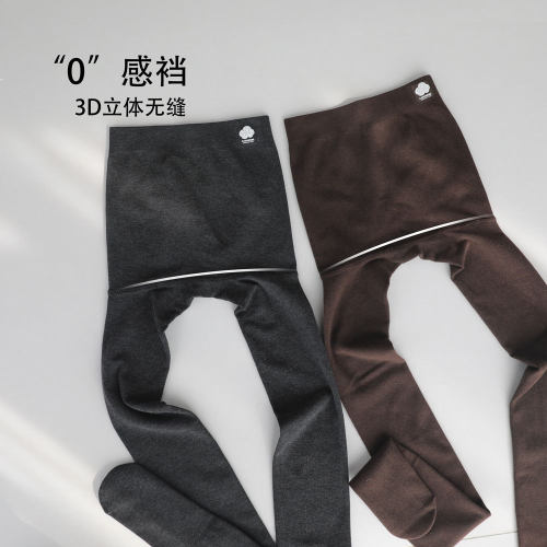 秋冬加绒加厚元宝档miu系千金风连裤袜亚光咖色灰色外穿打底袜女