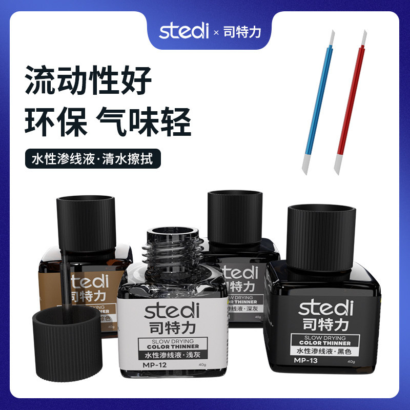 司特力水性渗线液荧光色高达模型黑灰色军模旧化制作勾线擦拭棒