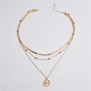 Multi-layer lotus pendant necklace for women吊坠项链女时尚
