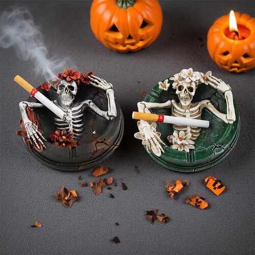 Halloweenflowerskullashtray
