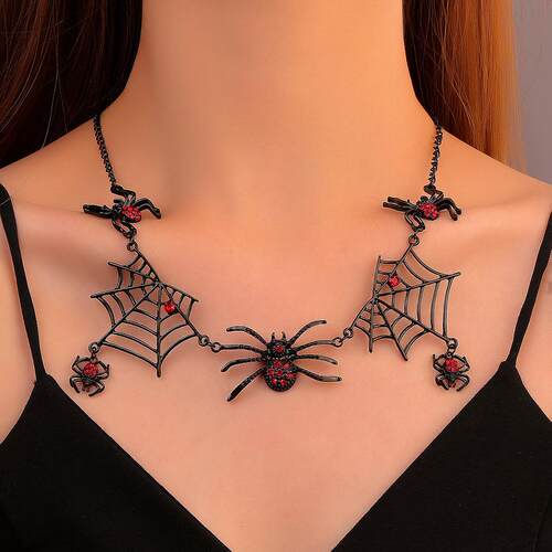 Short collarbone chain Halloween gift蜘蛛网项链万圣节礼物