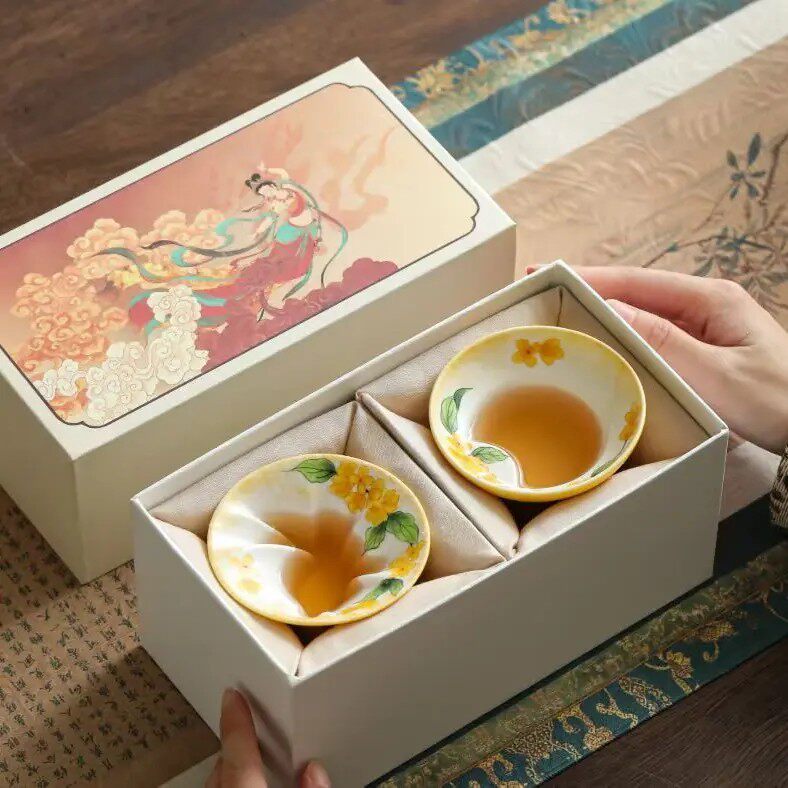 手绘玉兔桂花杯中秋送礼