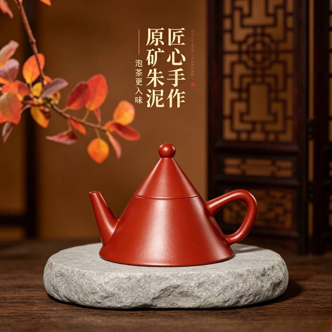 宜兴紫砂壶纯手工大红袍金字塔壶图片