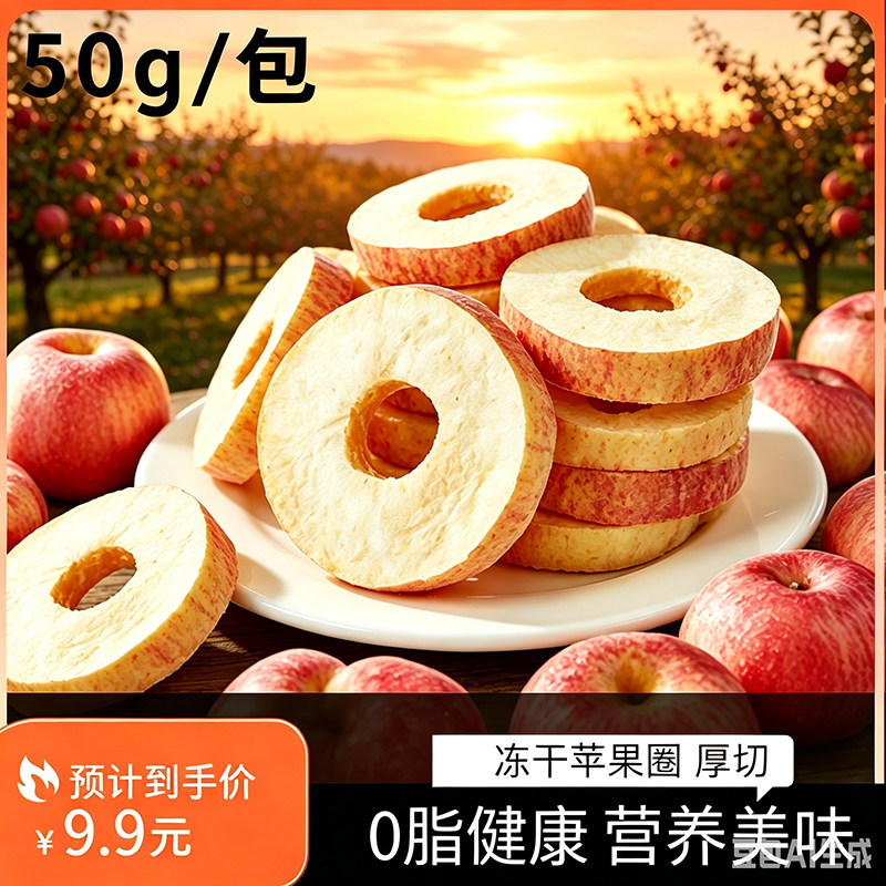 喜龙果露思同款冻干苹果干无添加厚切苹果圈泡水休闲零食苹果脆片