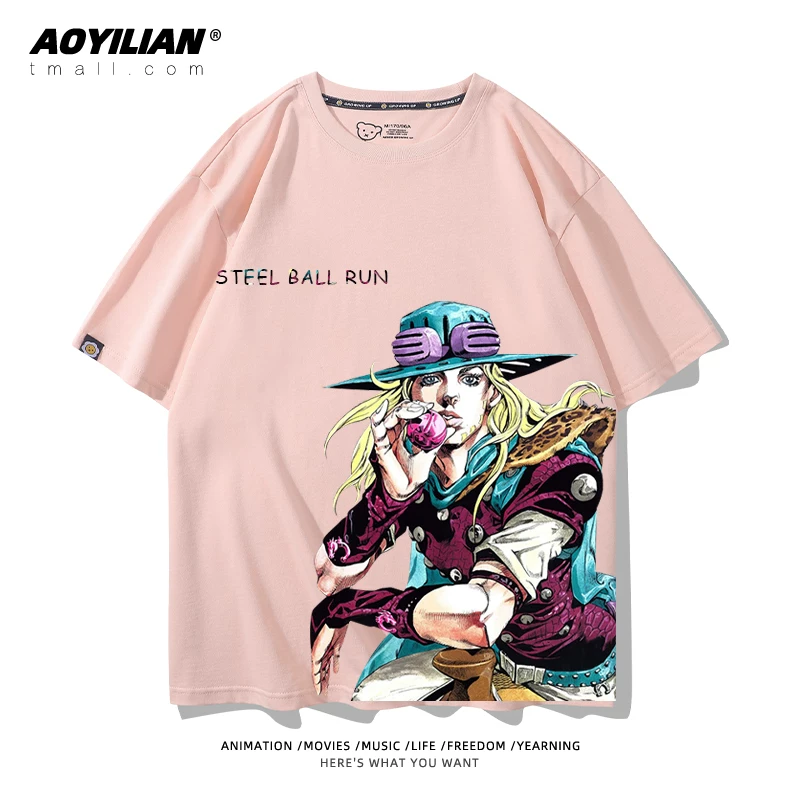 Японское аниме JOJO's Bizarre Adventure футболка короткий рукав для лошадиных гонок лётняя Джонни Джостар хлопковая универсальная