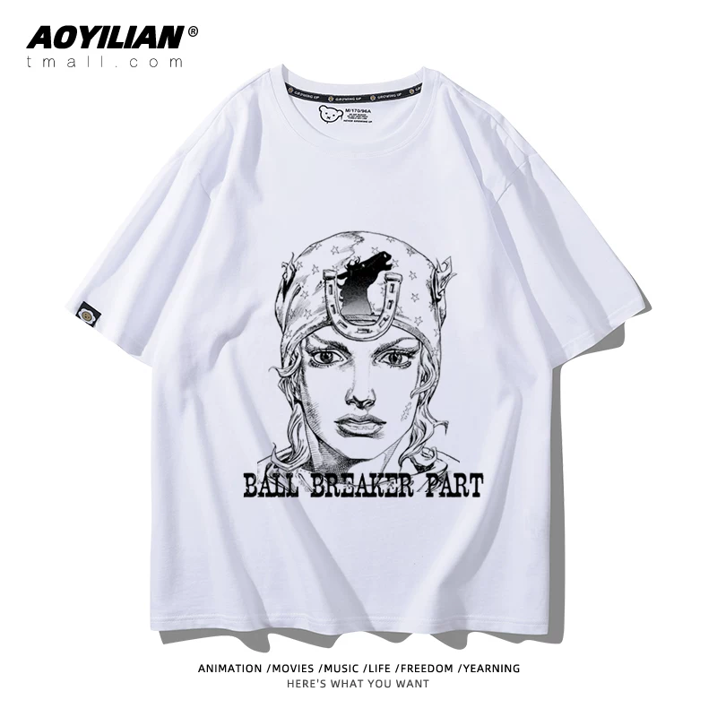 Японское аниме JOJO's Bizarre Adventure футболка короткий рукав для лошадиных гонок лётняя Джонни Джостар хлопковая универсальная