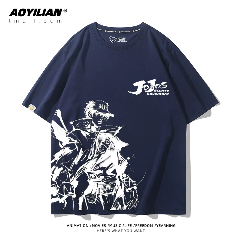 Японское аниме JOJO's Bizarre Adventure футболка короткий рукав для лошадиных гонок лётняя Джонни Джостар хлопковая универсальная