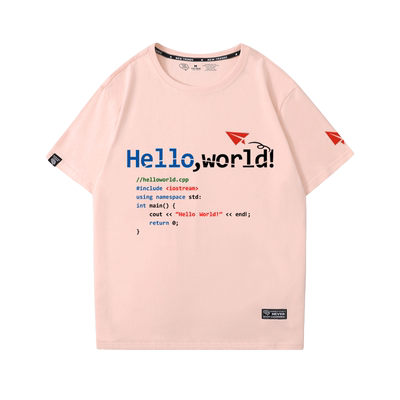 helloworld程序员代码码猴码农男女学生短袖纯棉夏季T恤半袖上衣