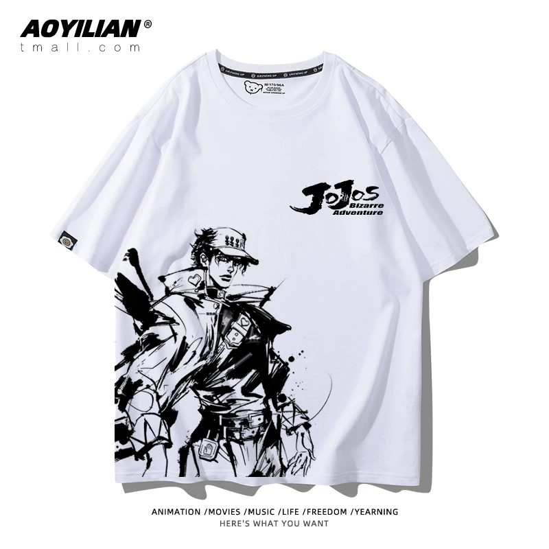 Японское аниме JOJO's Bizarre Adventure футболка короткий рукав для лошадиных гонок лётняя Джонни Джостар хлопковая универсальная