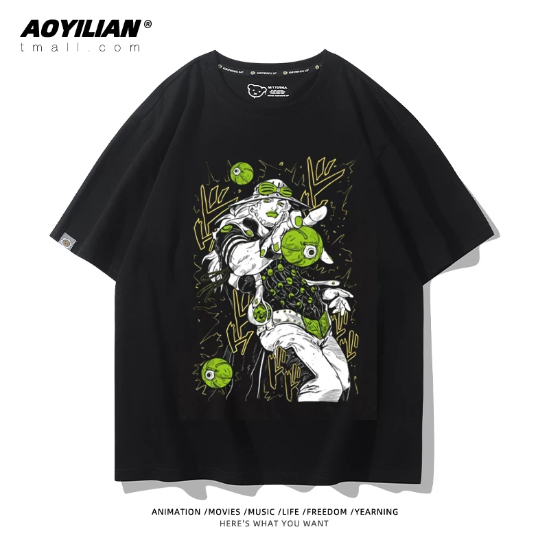 Японское аниме JOJO's Bizarre Adventure футболка короткий рукав для лошадиных гонок лётняя Джонни Джостар хлопковая универсальная