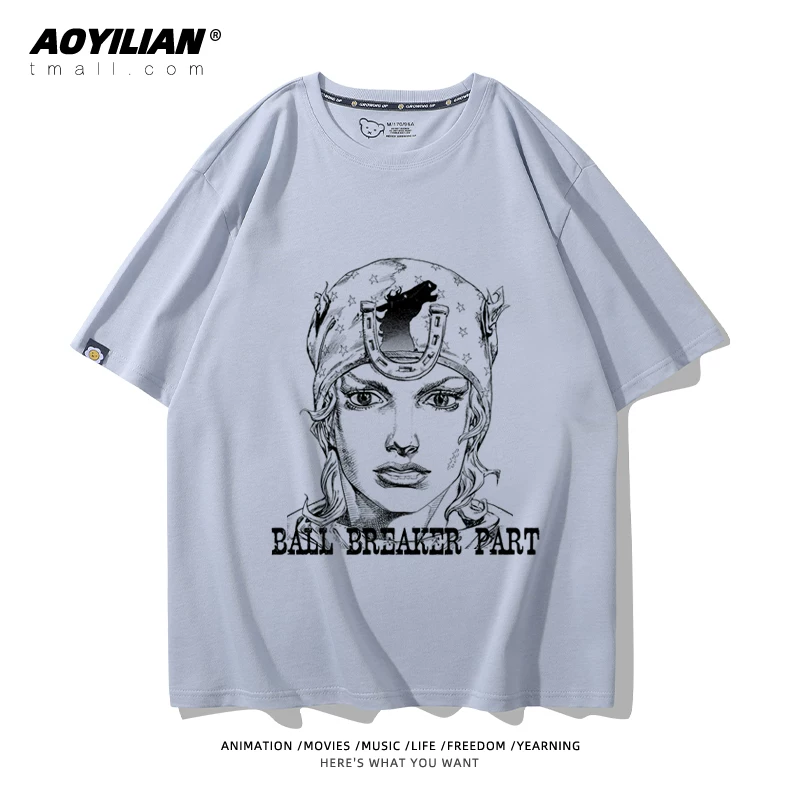 Японское аниме JOJO's Bizarre Adventure футболка короткий рукав для лошадиных гонок лётняя Джонни Джостар хлопковая универсальная