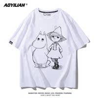 Moomin Chubby Boy's anime-themed short-sleeved T-shirts for men and women in the summer of 2026 are cute, loose and versatile thumbnail 2