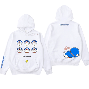 哆啦A梦机器猫小叮当周边男女情侣装百搭时尚连帽卫衣服宽松外套