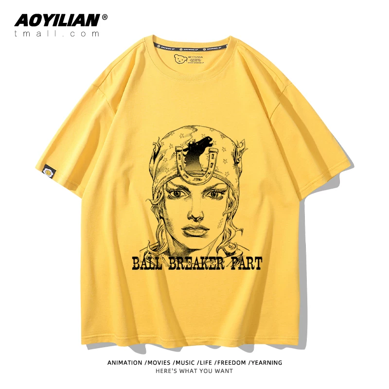 Японское аниме JOJO's Bizarre Adventure футболка короткий рукав для лошадиных гонок лётняя Джонни Джостар хлопковая универсальная