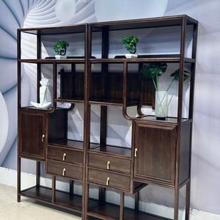 金花梨木文殊三组合博古架实木多宝阁茶叶展示柜客厅隔断古董柜置