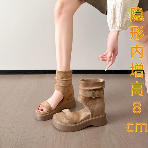 小码凉靴厚底美拉德百搭卡其色