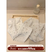 女纯棉裆柔软亲肤三角裤 馨帮帮Bra 甜美蝴蝶结印花蕾丝边无痕内裤