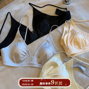 透气大胸显小无痕文胸罩 缎面裸感兔耳杯内衣女薄款 馨帮帮Bra 法式