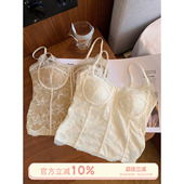 带胸垫一体修身 蕾丝骨线吊带背心女款 内搭外穿美背 法式 馨帮帮Bra