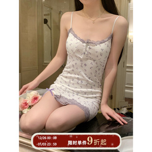 馨帮帮Bra 显瘦可外穿连衣裙 纯欲蕾丝边吊带睡裙女睡衣带胸垫修身