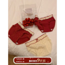 馨帮帮Bra 好运红色波点内裤女2025新款甜美木耳边亲肤包臀三角裤