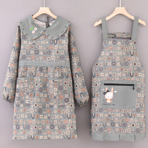 诗佩琪长袖厨房做饭专用反穿围裙