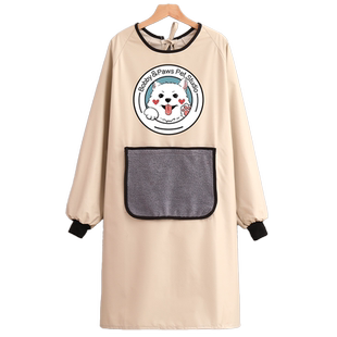 抱猫服长袖围裙撸猫衣服围兜防毛不粘毛防水宠物店美容师工作服女