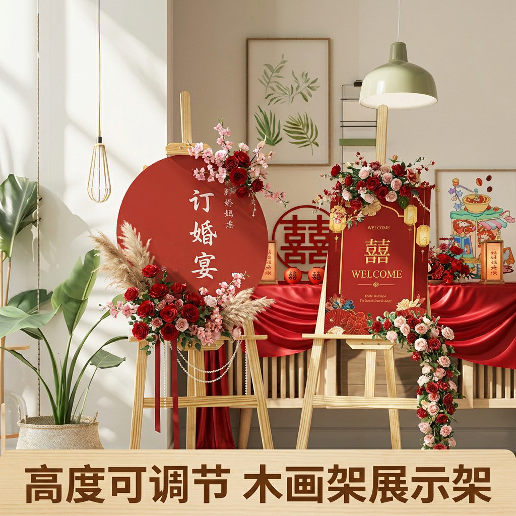 实木KT板支架展示架结婚照画架图片