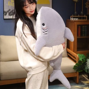 可爱鲨鱼抱枕公仔毛绒玩具抱睡觉床上玩偶儿童娃娃生日礼物送女友