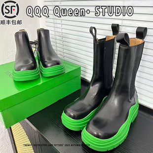 切尔西靴子2025秋冬季mona厚底同款松糕马丁靴大码41-43短靴加绒