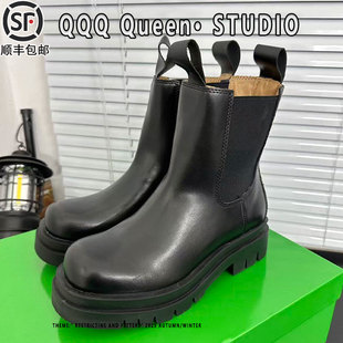 切尔西靴子2025秋冬季厚底同款松糕马丁靴大码41-43短靴mona加绒