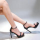 不累脚搭扣性感细跟凉鞋 女2026夏季 一字带防水台11CM高跟鞋 真皮版